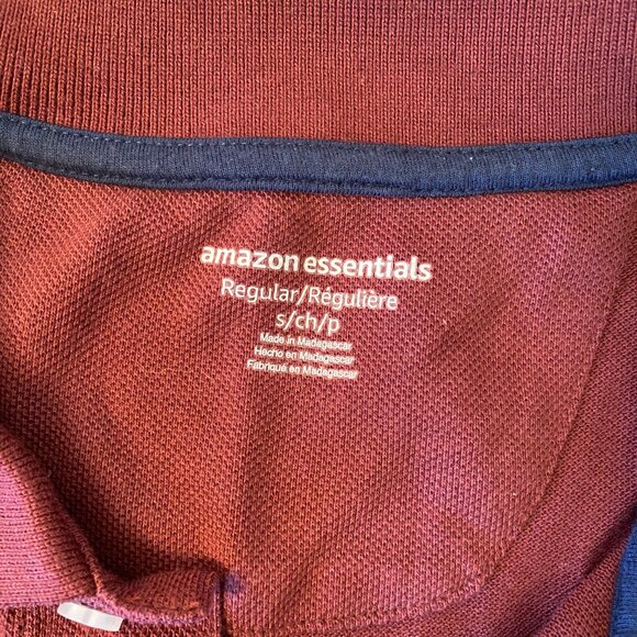 EUC Mens Amazon Essential Maroon Short Sleeved Pullover Shirt Size Small - Picture 8 of 11